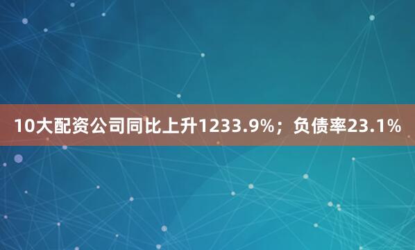 10大配资公司同比上升1233.9%；负债率23.1%
